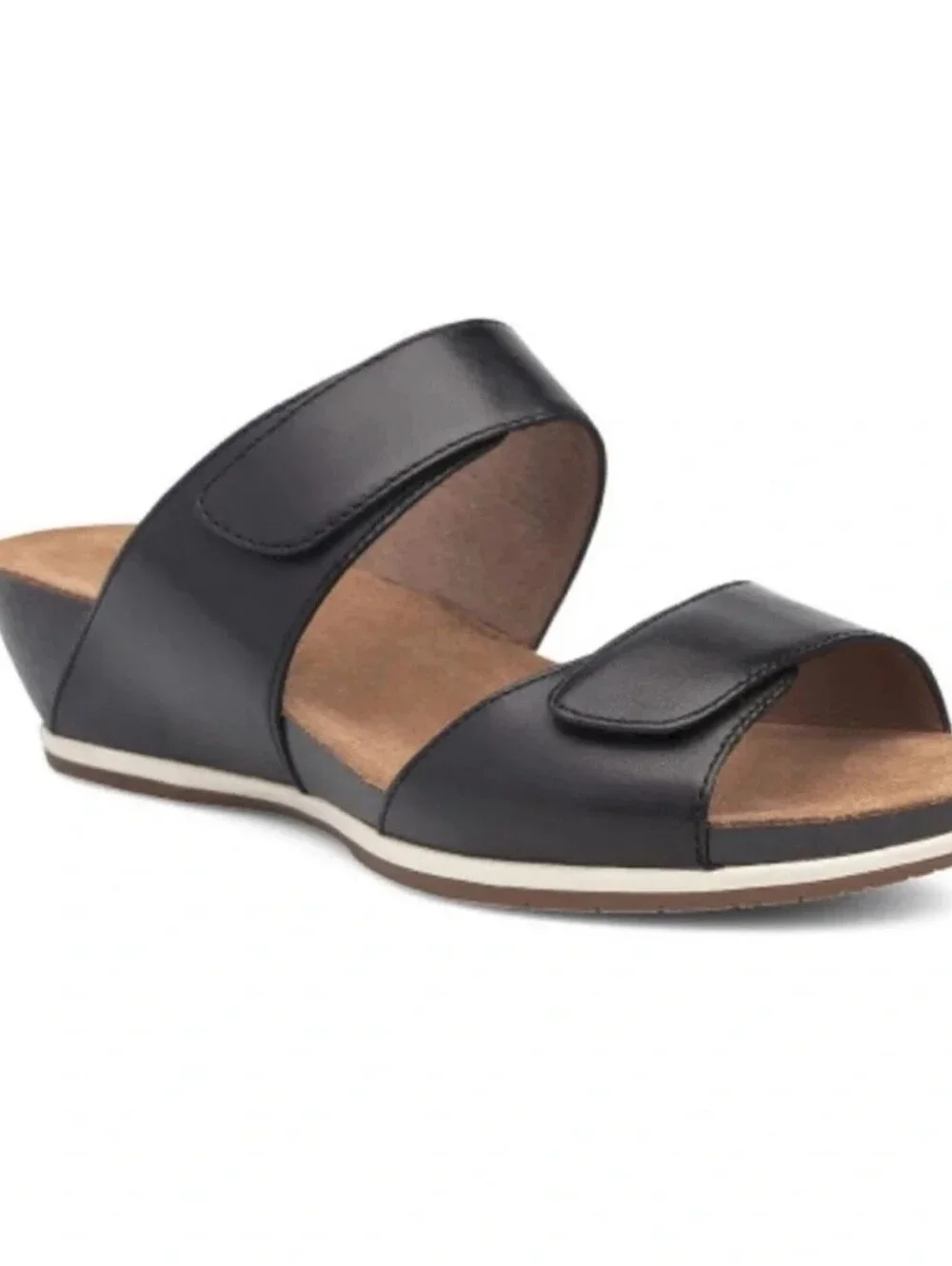 Dansko Vienna Black Leather Strappy Wedge Slide Sandals Size 42